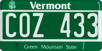 VT license plate COZ433