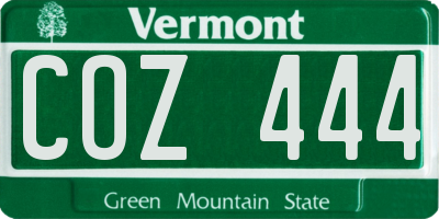 VT license plate COZ444