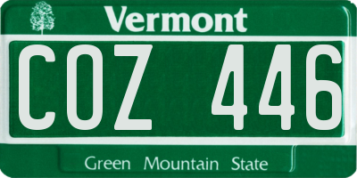VT license plate COZ446