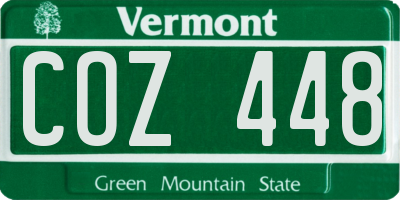 VT license plate COZ448