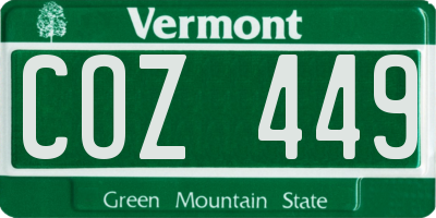 VT license plate COZ449