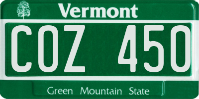 VT license plate COZ450