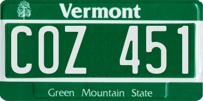VT license plate COZ451