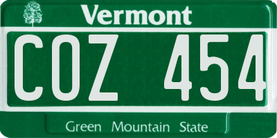 VT license plate COZ454