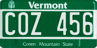 VT license plate COZ456