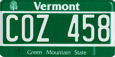 VT license plate COZ458