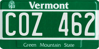 VT license plate COZ462