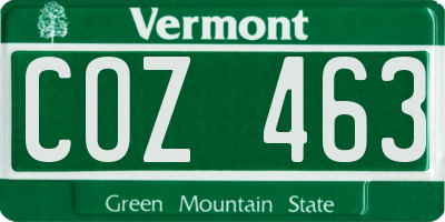 VT license plate COZ463