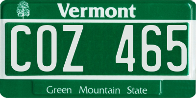 VT license plate COZ465
