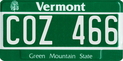 VT license plate COZ466