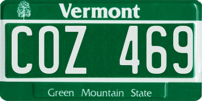 VT license plate COZ469