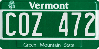 VT license plate COZ472