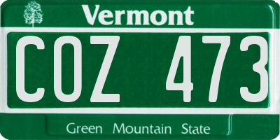 VT license plate COZ473