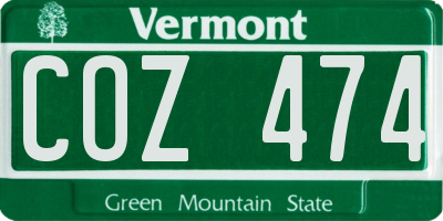 VT license plate COZ474
