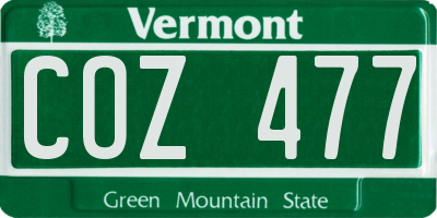 VT license plate COZ477