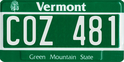VT license plate COZ481