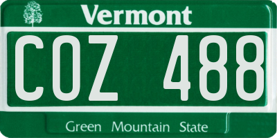 VT license plate COZ488