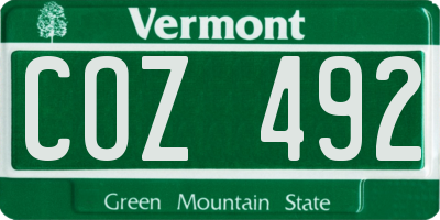 VT license plate COZ492