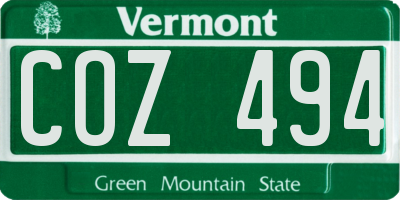 VT license plate COZ494