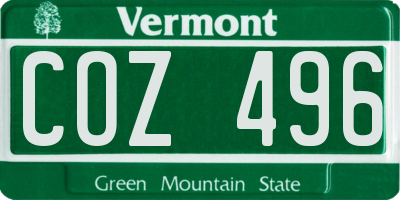 VT license plate COZ496