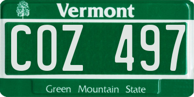 VT license plate COZ497