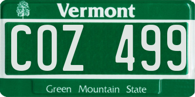 VT license plate COZ499