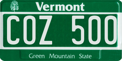 VT license plate COZ500
