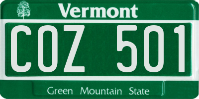 VT license plate COZ501