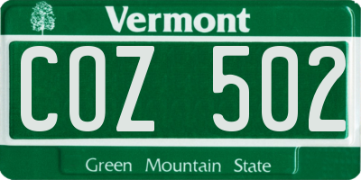 VT license plate COZ502
