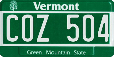 VT license plate COZ504