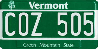 VT license plate COZ505