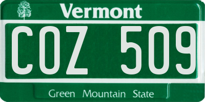 VT license plate COZ509