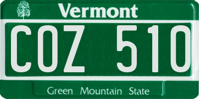 VT license plate COZ510