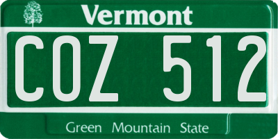 VT license plate COZ512