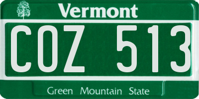 VT license plate COZ513