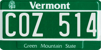 VT license plate COZ514