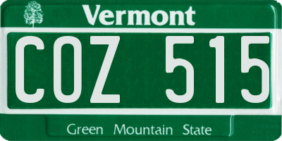 VT license plate COZ515