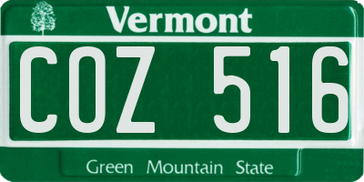 VT license plate COZ516