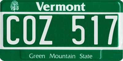 VT license plate COZ517