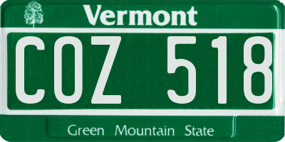 VT license plate COZ518
