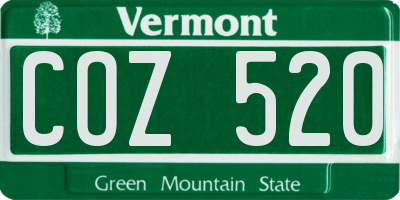 VT license plate COZ520