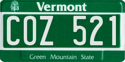 VT license plate COZ521