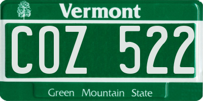 VT license plate COZ522