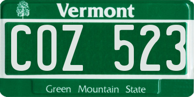 VT license plate COZ523