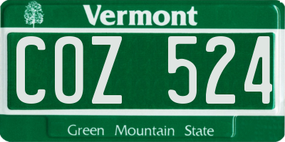 VT license plate COZ524