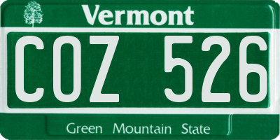 VT license plate COZ526