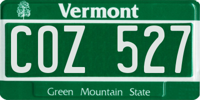 VT license plate COZ527