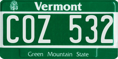 VT license plate COZ532