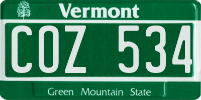 VT license plate COZ534