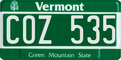 VT license plate COZ535